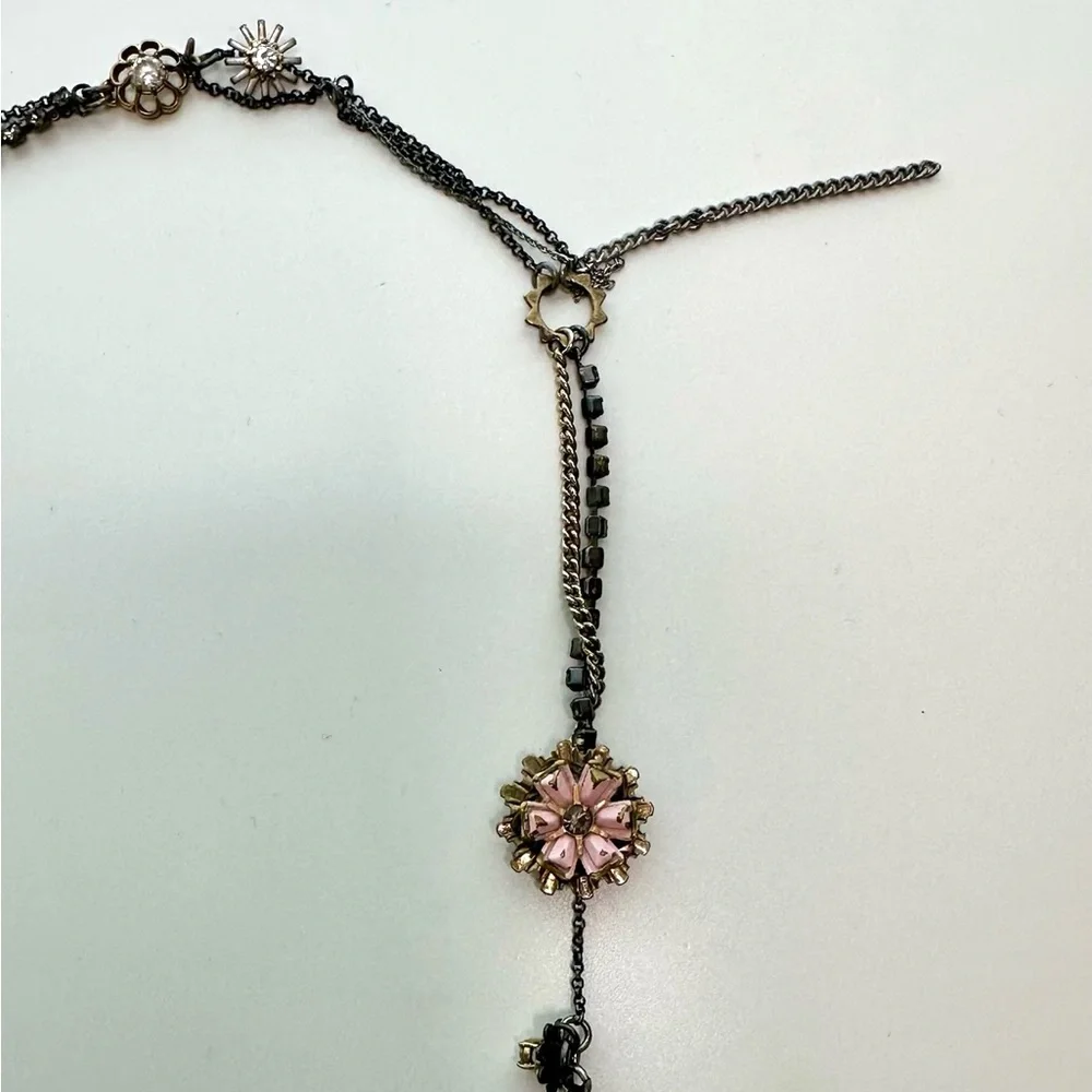 Juicy Couture Chunky Charm Silver Gold Black Tone Crystal Statement Necklace - Picture 8 of 16